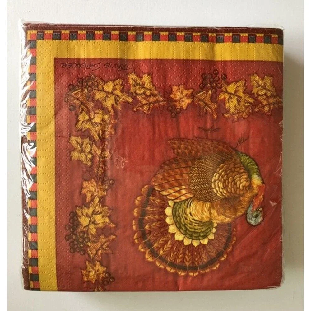Thanksgiving Tom Turkey Paper Napkins Buffet Fall Autumn Full Size 50 CT Holiday